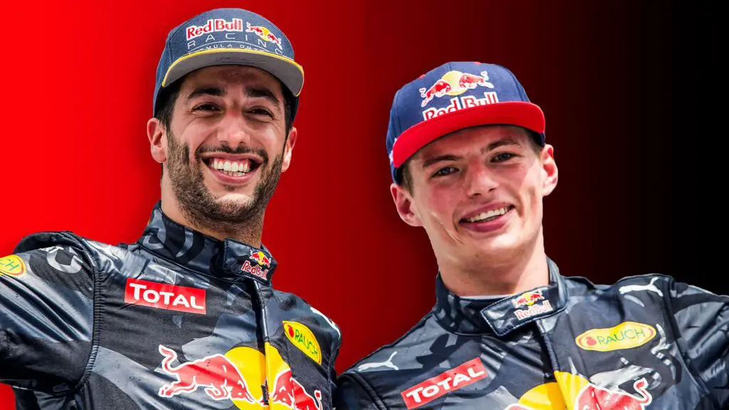 Red Bull F1 drivers - Daniel Ricciardo with Max Verstappen