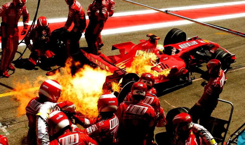 F1 racing fuel fire