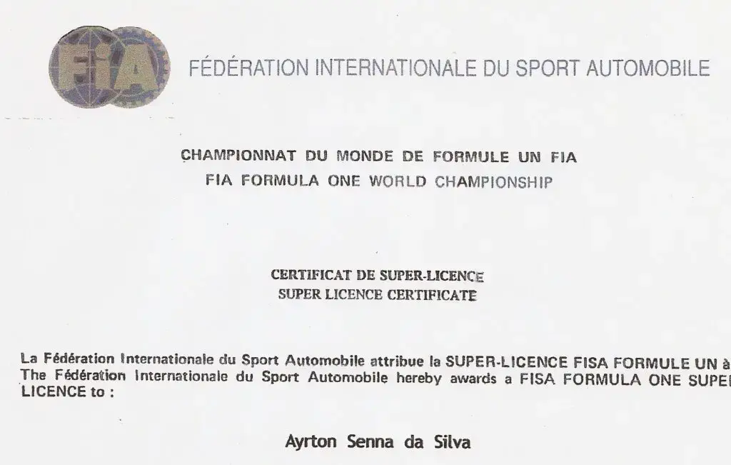 Ayrton Senna Super license