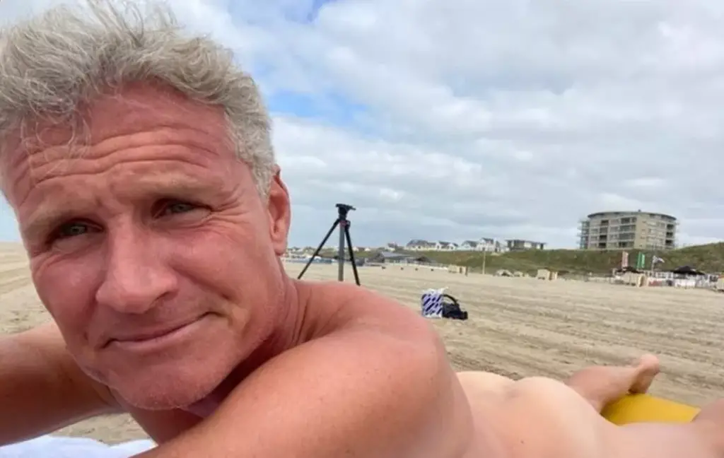 David Coulthard on a nudist beach