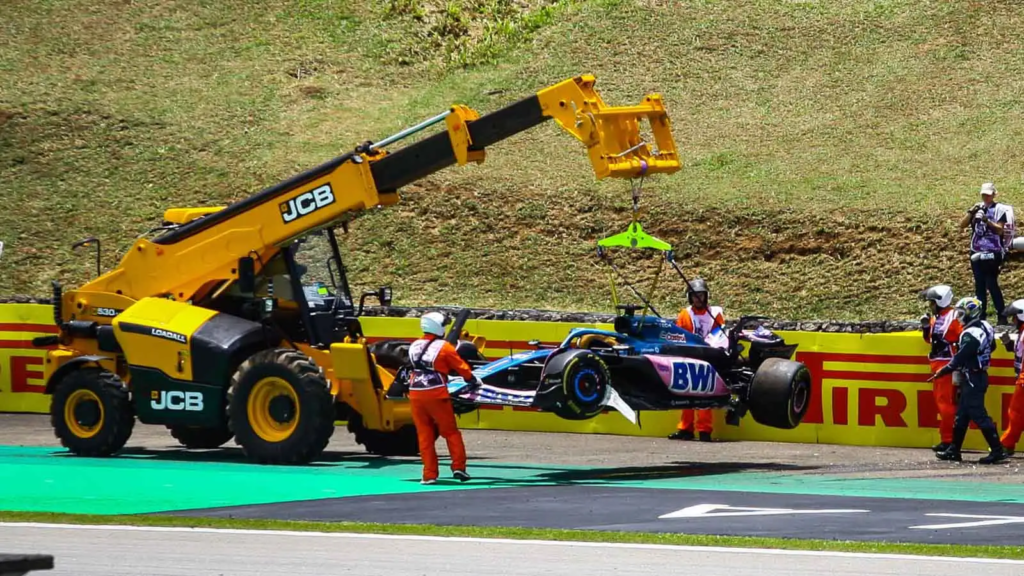 Brazilian GP Esteban Ocon's Alpine collided with Fernando Alonso