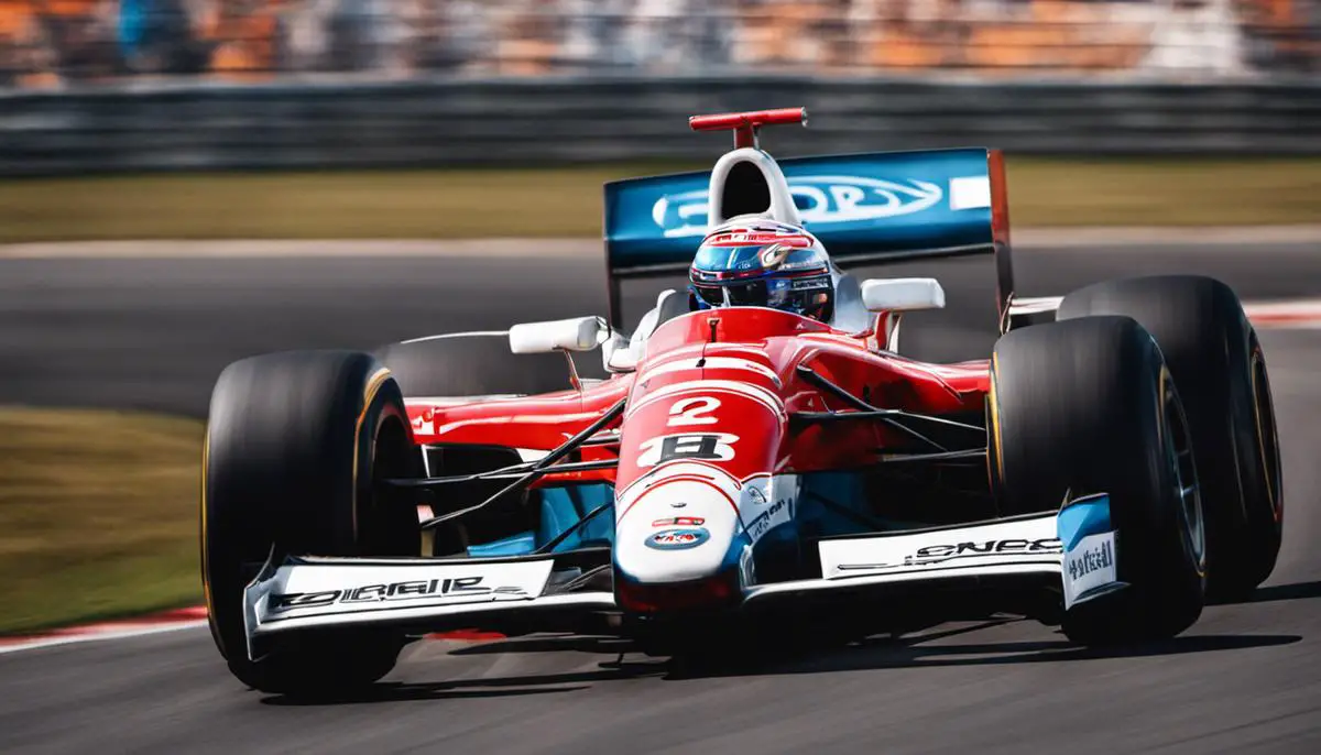 Image of Ford's Stint in Formula 1, depicting a race car with Ford branding.