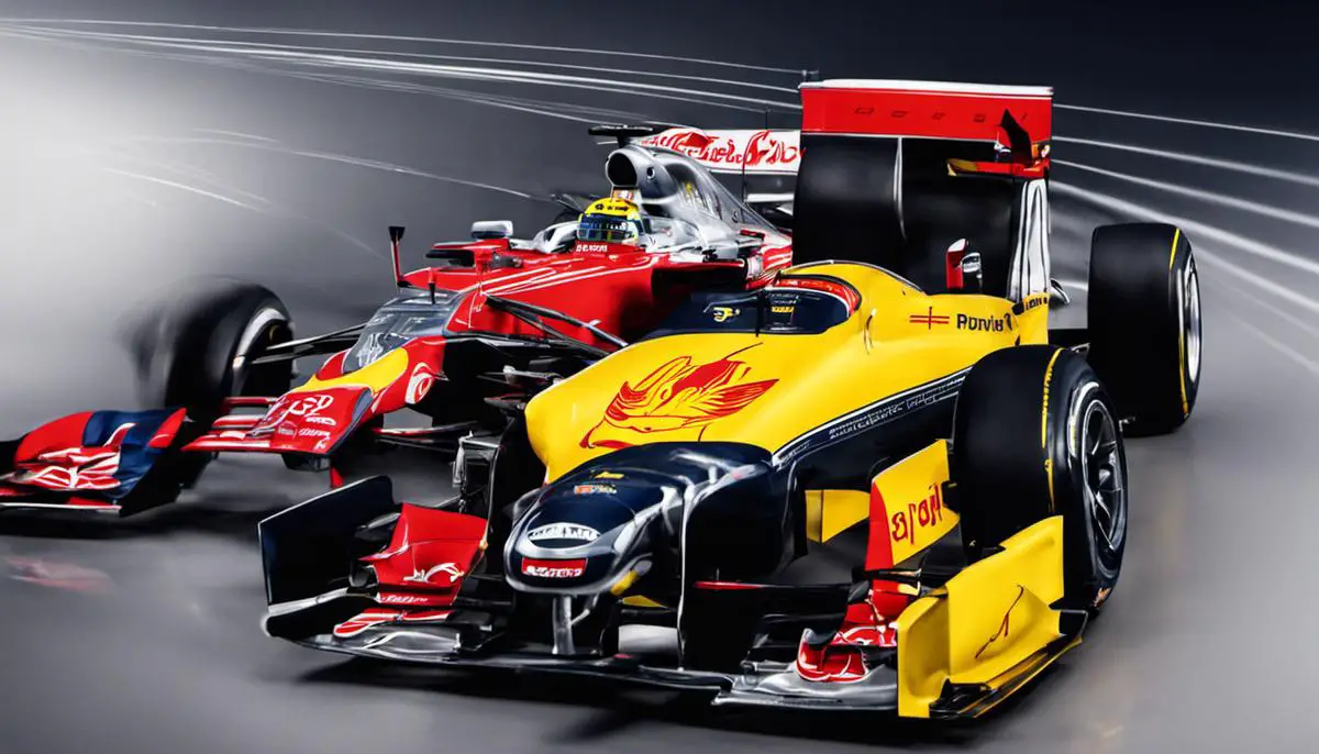 Image of cars representing the rivalry between Ferrari and Red Bull
