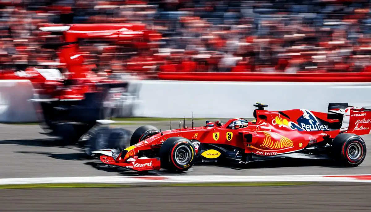 Image depicting the impact of Ferrari and Red Bull in motor racing, showcasing their iconic cars and brand presence on the track.